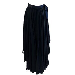 Carolyne Roehm Dark Navy Palazzo Pants | Wide Leg Evening Trousers with Satin Wa